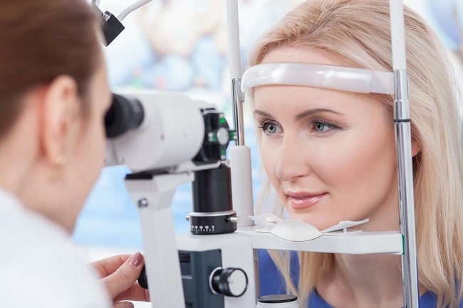 Doctor examining patient eyes