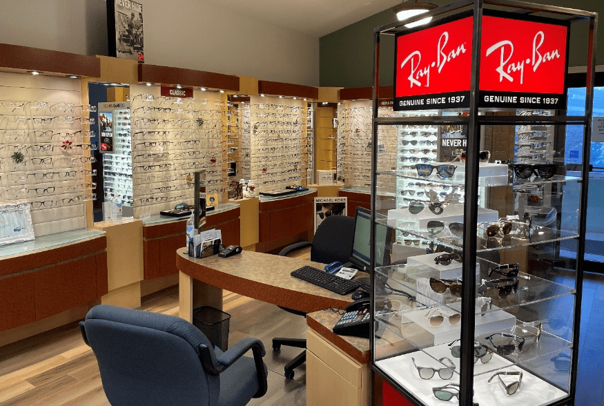 Sunglasses displayed in a Ray-Ban store