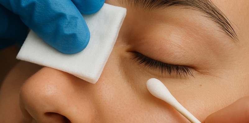 Patient undergoing Zocular Eyelid System Treatment (ZEST)